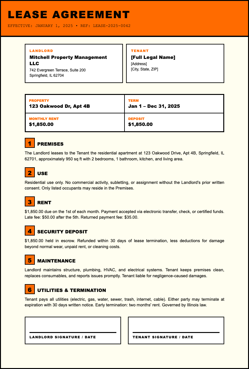 Neo brutalist lease agreement